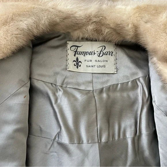 Vintage Famous-Barr Mink Fur Stole Shawl Capelet Coat Jacket Beige Honey Brown - Picture 4 of 12